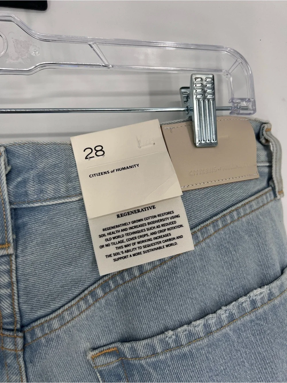 Citizens of Humanity Ayla Long Light Wash Distressed Denim Jean Shorts 28 NWT